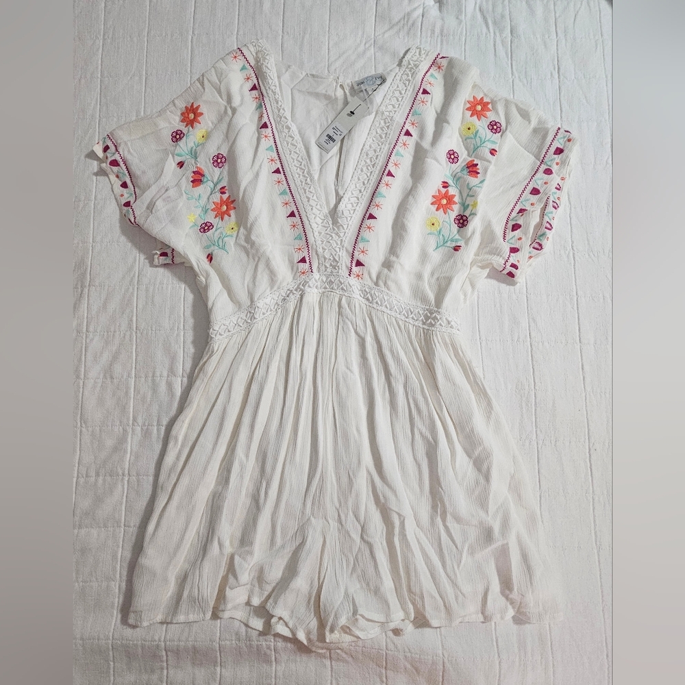 Zara White Embroidered Boho Dress